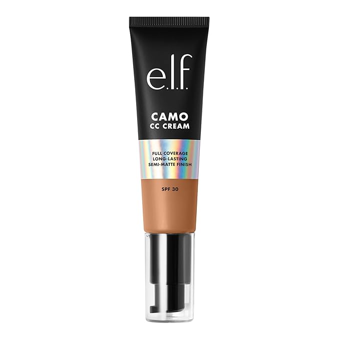 e.l.f. Camo CC Cream, SPF 30 Color-Correcting Medium-To-Full Coverage Face Foundation, Delivers An Airbrushed Finish, Vegan & Cruelty-Free, Tan 460 W