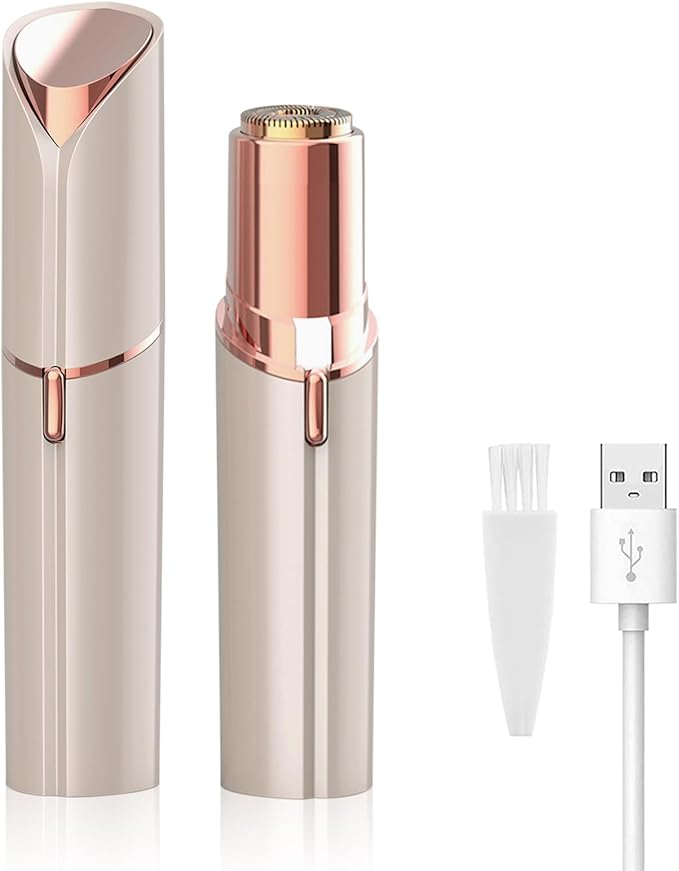 Facial Hair Removal for Women, Mini Hair Remover, Electric Razor Shaver Portable Bikini Epilator for Lips, Chin, Armpit, Peach Fuzz, Fingers, Neck, Cheek and USB Rechargeable (Gold)