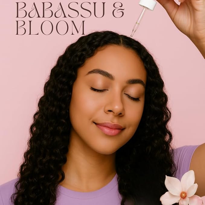 Babassu & Bloom Strengthening Growth Oil, Hair Revitalizing Oil, Multi-Purpose, Cactus & Argan, Potent, Lightweight, Non-Greasy, Soothes Scalp, Reduces Dryness, Thickens Hair
