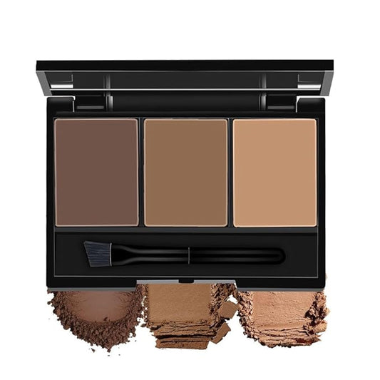 Eyebrow Powder Dark Brown Medium Brown Kit,Eye Brow Powder for Women with Brow Brush,Long-Lasting Waterproof Three Colors Brow Filler Get Full Defined Natural Brows,Brown Eyebrow Powder Makeup