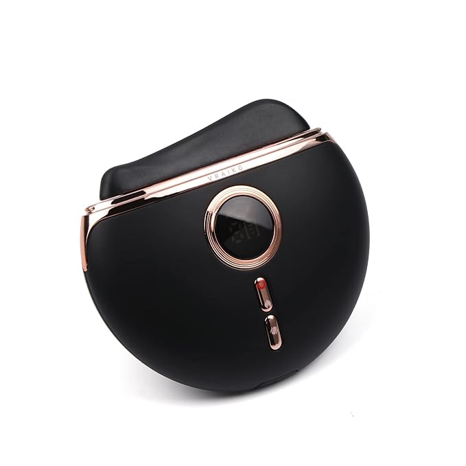 VRAIKO Eclipse Gua Sha Facial Tools, Electric Face Massager with 3-Level Heat & Vibration & 1000mAh Battery, Neck & Face Lift, Wrinkle and Puffiness Reduction