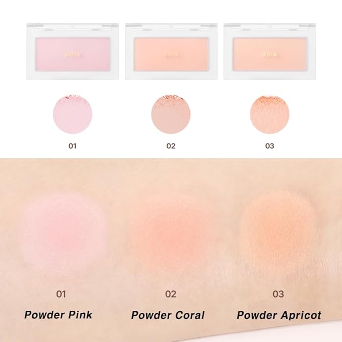 BBIA Ready To Wear Powder Cheek Blush 3 Color – Buildable & Blendable Soft Blush for Cheeks, Matte & Shimmery Finish, Lightweight, Long-Lasting, Vegan, Korea Face Makeup, 0.19oz (03 POWDER APRICOT)