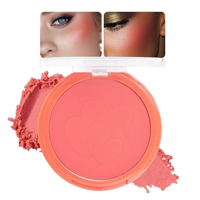 Single Coral Orange Matte Blush for Cheeks Face Blushes Makeup Palette, Rose Bean Monochrome Cream Blushes Palette Makeup for Older Women, Natural Pigmented Paleta de coral anaranjado monocromática 04