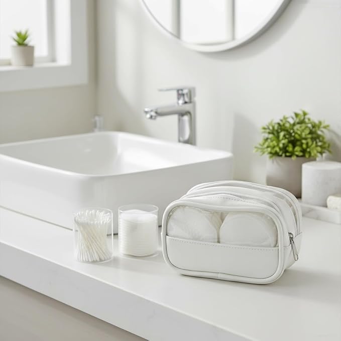 Portable Cotton Round Swab Organizer Case,2 in 1 Travel Cotton Pad Qtip Holder,Portable Storage Case for Floss Picks,Hair Tie Organizer,Bathroom Storage Organizer Qtip Dispenser Swabs Dispenser