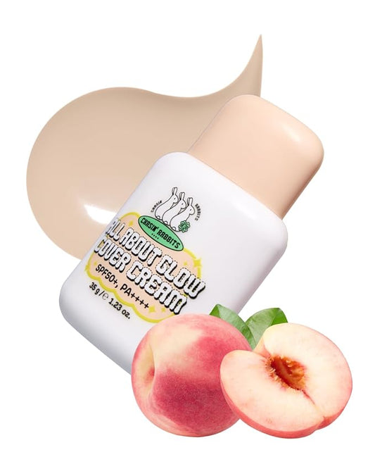CHASIN' RABBITS All About Glow Cover Cream 1.23 Oz, Lightweight, Hydrating, Long-Lasting Radiance for a Flawless Glow, Smooth Skin Texture, Vegan, Korean Makeup