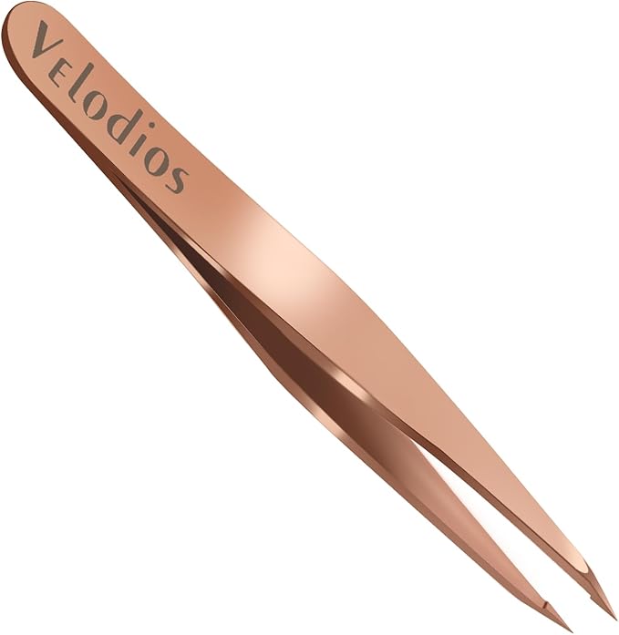 Pointed Tweezers for Women Facial Hair, Sharp & Precision Stainless Steel Tweezer for Eyebrows, Facial Hair and Fine Hairs Removal (Rose Gold)