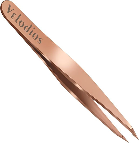 Pointed Tweezers for Women Facial Hair, Sharp & Precision Stainless Steel Tweezer for Eyebrows, Facial Hair and Fine Hairs Removal (Rose Gold)
