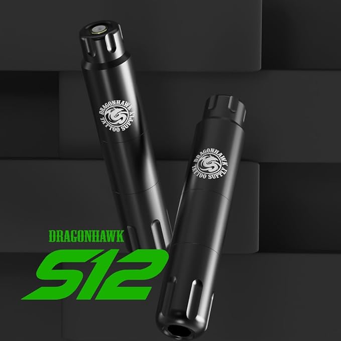 Dragonhawk Wireless Tattoo Kit, S12 Rotary Tattoo Pen Machine Gun, 2 Replaceble Batteries for Long Run Time, Tattoo Kit for Beginner Play & Learn