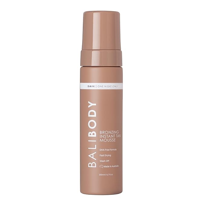 Bali Body Instant Tan Mousse | Wash-off instant bronzing mousse, streak-free with quick-dry finish | Chocolate-tinted body makeup for a natural glow | 200ml/6.7oz