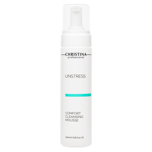 -CHRISTINA- Unstress Comfort Cleansing Mousse | Cleanser for Face with Gentle Formula with Green Tea Extract & Vitamin B5 | Suitable for All Skin Types, 24-Hour Care 200ml