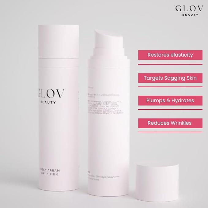 Glov Beauty - Lift & Firm Neck Cream - Anti-Aging Neck & Décolleté Cream for Wrinkles, Sagging Skin & Tightening - With Shea Butter, Niacinamide & Hyaluronic Acid - All Skin Types