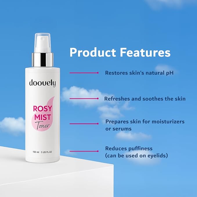 Rosy Mist Hydrating Toner – 150ml, Rose Water Spray for Face | Refreshing Toner & Face Mist Hydrating Spray for Glowing Skin, Instant Hydration, and Natural Radiance – All Skin Types.
