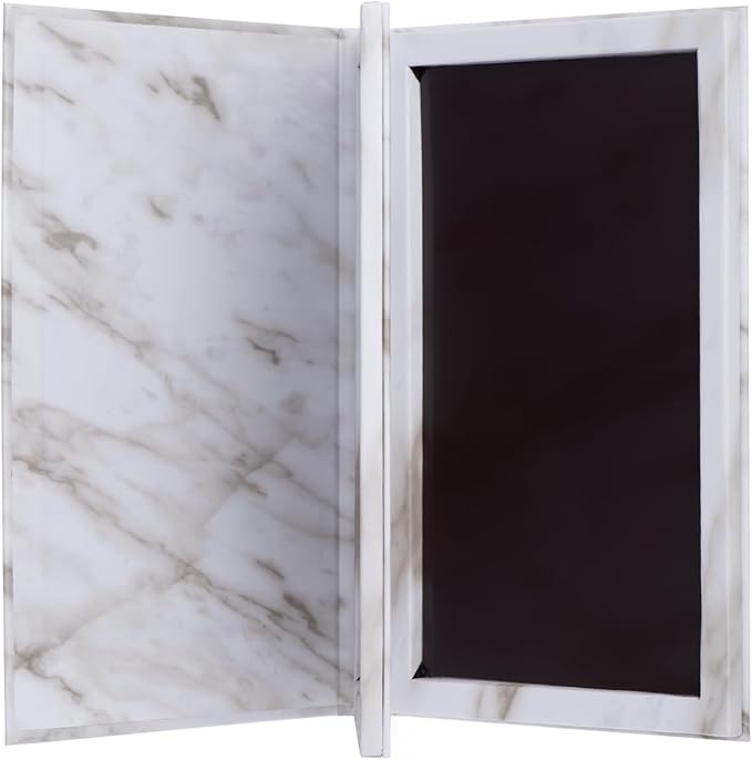 Allwon 2-Layer Book Shaped Marble Magnetic Palette Large Empty Makeup Palette Storage Box for Eyeshadow Lipstick Blush Powder (White)