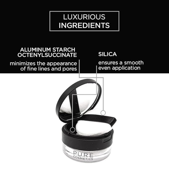 Picture Perfect Loose Setting Powder Makeup by Pure Cosmetics - Weightless Silica Face Makeup Powder - Anti-Aging Matte Face Powder for All Skin Types - Talc-Free, Paraben & Cruelty-Free, 4g/0.14oz