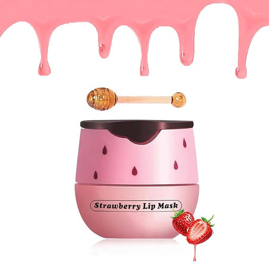 Strawberry Lip Balm, Honey Apple Watermelon Lip Mask Overnight, Moisturizing Lip Sleeping Mask, Vitamin E Lip Masks, Repairs And Prevents Chapped Lips (Strawberry）
