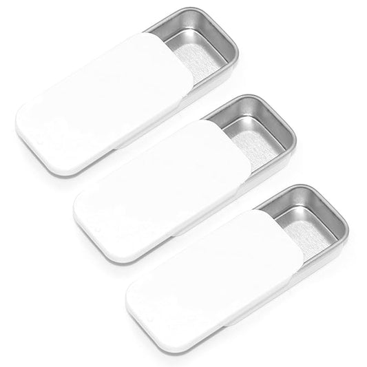 Lip Balm Tins Slide Top Tin Containers for Lip Balm Crafts Storage Kit - 0.25oz 3 Pack (WHITE)