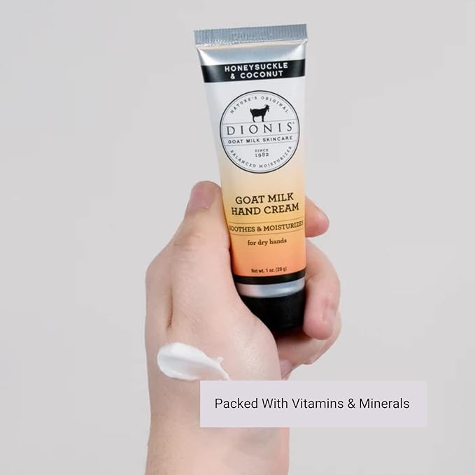 Dionis - Goat Milk Skincare Scented Hand Cream (1 oz) Set of 6, Moisturizing Lotion for Dry Skin, Good for Sensitive Skin, Cruelty-free and Paraben-free (Honeysuckle & Coconut)