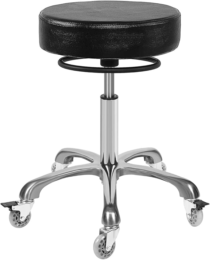 Salon Rolling Stools with Locking Wheels - Adjustable Swivel Stool Chair Heavy Duty 400 lbs Thick Cushion Hydraulic Shop Stool for Tattoo Facial Massage Kitchen Counter Salon Spa Medical Garage(Black)