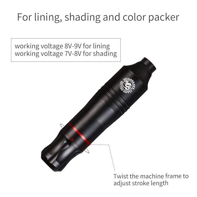 Dragonhawk Pro Complete Tattoo Pen Kit - Lightweight Tattoo Pen Machine 20Pcs Cartridges Needles Power Supplies for Tattoo Beginners 1013-7-2