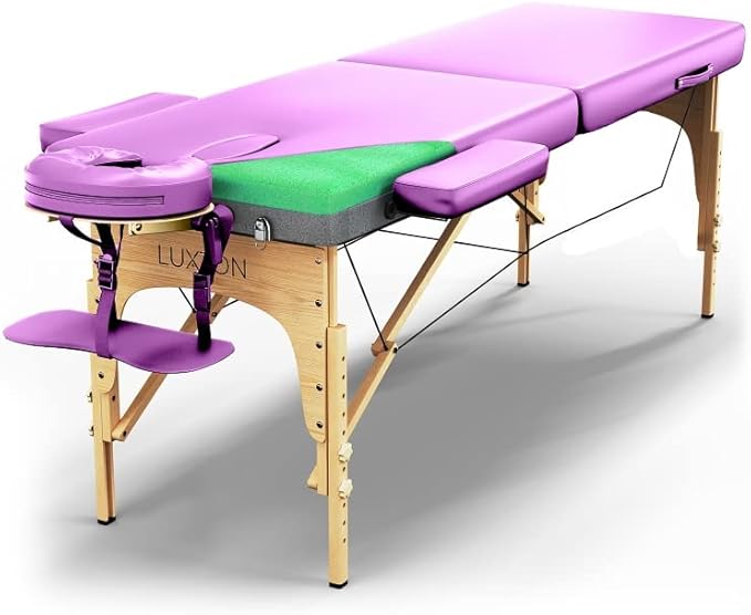 Luxton Home Premium Foam Massage Table Portable Foldable Massage Bed Height Adjustable, 72 Inches Long 27 Inches Wide Home Salon Spa Bed Tattoo Table with Accessories & Carrying Case, Easy Set Up