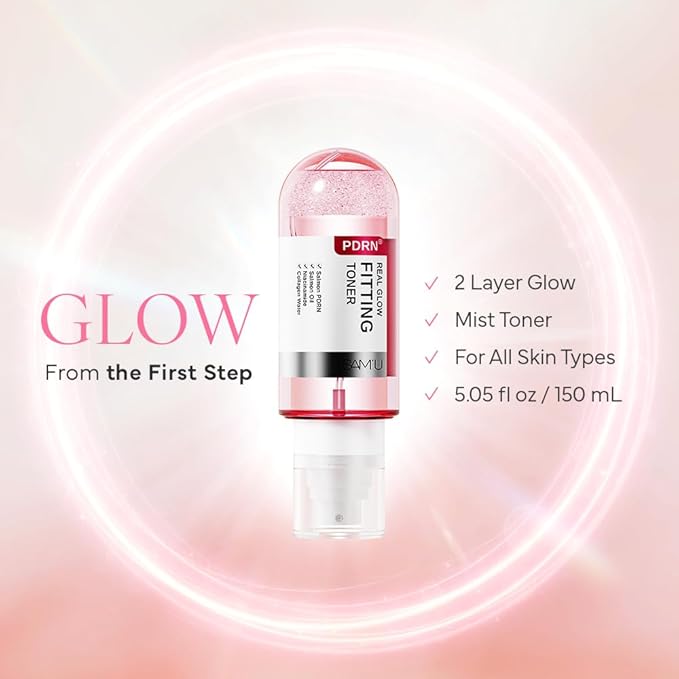 SAM'U Real Glow Fitting Toner – PDRN Salmon DNA Facial Mist, Soothing & Hydrating Toner Spray with Collagen Water & 7 Hyaluronic Acid, Korean Skin Care, 5.05 fl. oz / 150 mL