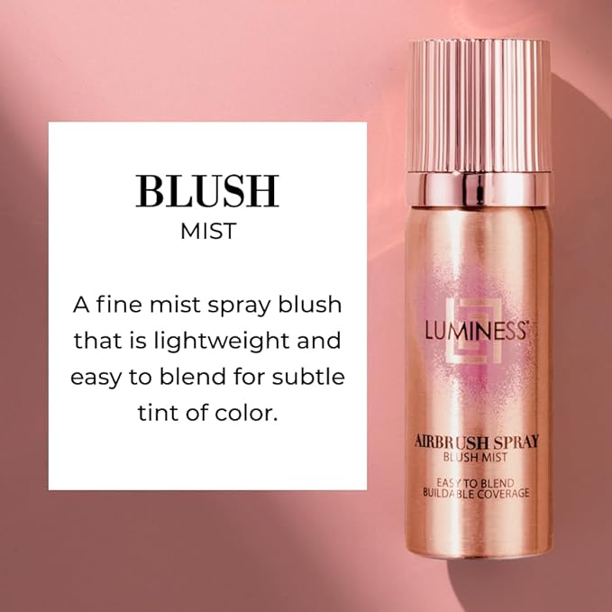 LUMINESS Airbrush Spray Blush Makeup - Fine Mist, Lightweight, Travel Size - Buildable Coverage for All Skin Tones, Natural Radiant Finish, Nourishing Formula with Vitamin E, Long-Lasting & Blendable