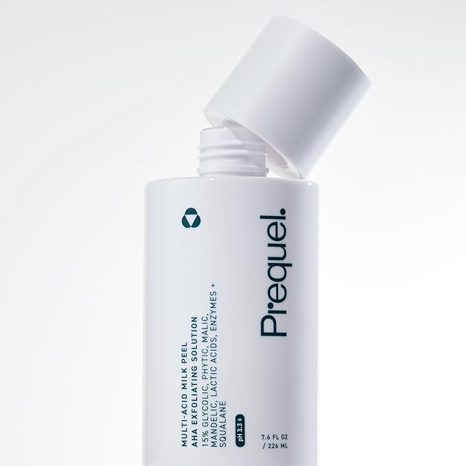 Prequel Skin Multi-Acid Milk Peel, Professional Exfoliating Solution. 15% Glycolic Acid Face Peel with Lactic Acid and Enzymes. Hydrating Chemical Exfoliant. Clinical Strength Formula, 7.6oz Bottle.
