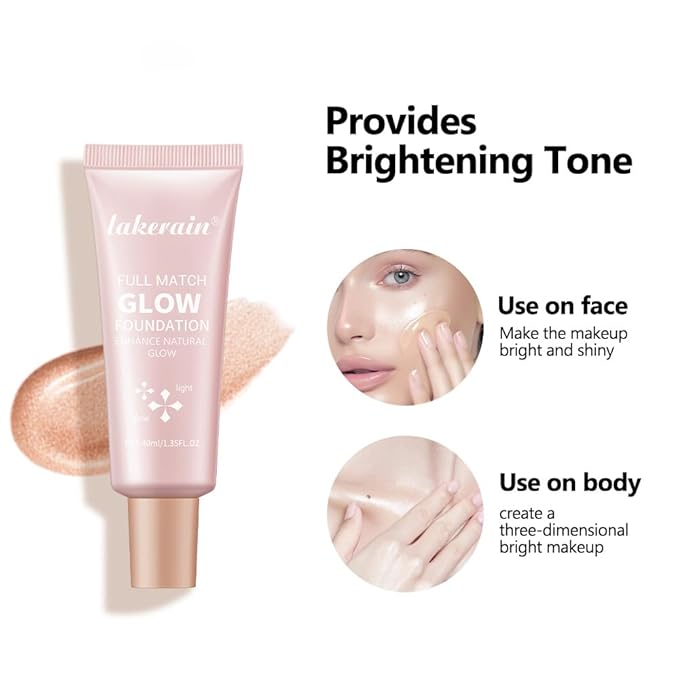 Natural Glow Illuminator Glotion - Glowing, Moisturizing, Lightweight Base, Multi-Purpose - Hydrating & Illuminating Makeup Highlighter for Radiant, Sun-Kissed Look (#3 Medium, 1.35 Fl Oz (Pack of 1))