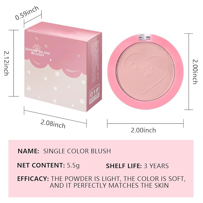 Matte Blush Powder for Cheeks, Cruelty Free Makeup – Long Lasting Natural Face Blusher Makeup, Lightweight Blendable Cheek Color Palette for Women All Skin Tones - #01 Soft Pink