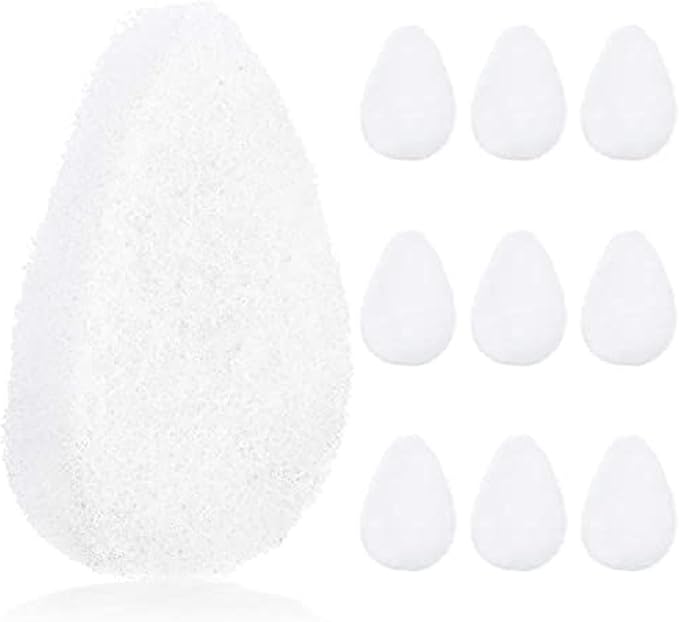 IMPRESA Facial Sponge - Daily Deep Cleansing Face Scrubber - Gentle Exfoliating Pads for Dead Skin Removal - Reusable Face Scrub Pads for Normal to Oily Skin - Pack of 10, White, Regular Puff Style