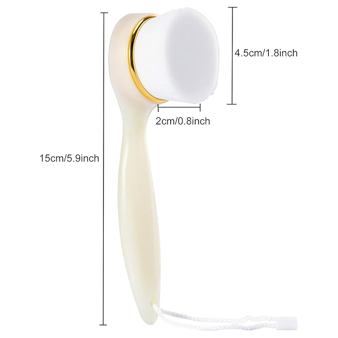 2 Pack Soft Bristle Facial Cleansing Brush for Deep Pore Cleaning, Face Exfoliating Scrub Brush for Face Cleansing Skincare Massaging (Pink and Jade White)