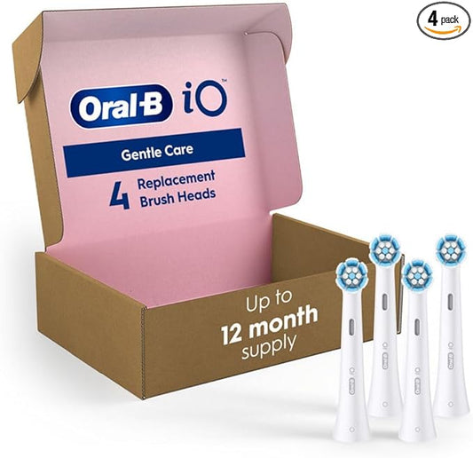 Oral-B iO Series Gentle Care Electric Toothbrush Replacement Brush Heads for an Oral-B Electric Toothbrush, 4 Count, White