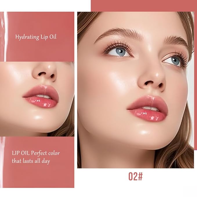 Dual-Ended Lip Stain & Lip Oil – 2-in-1 Matte Color and Hydrating Gloss, Long-Lasting Non-Sticky Lip Tint, Nourishing Moisture & Glassy Shine for Day-to-Night Looks 02#