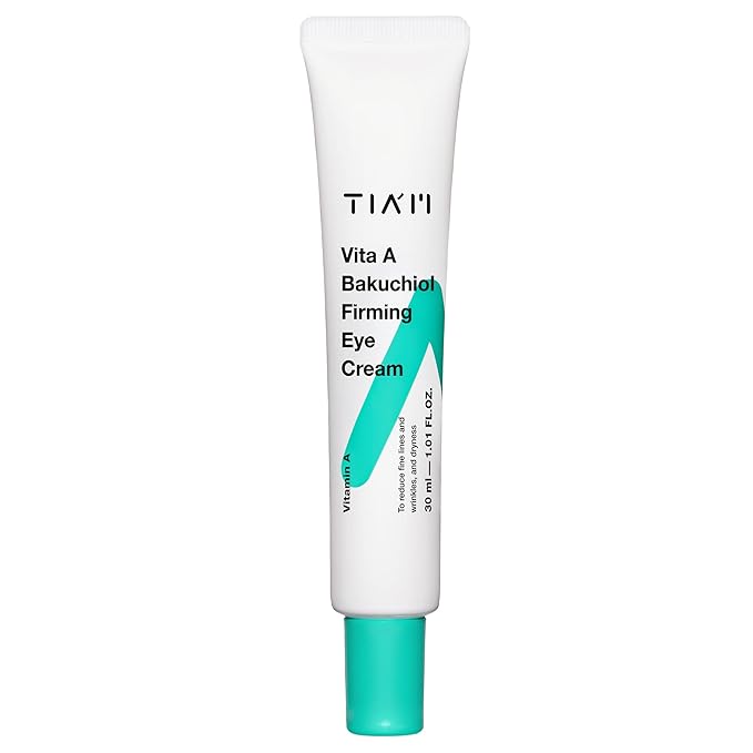 TIAM Vita A Bakuchiol Firming Eye Cream for Wrinkles, Anti-Aging, Dark Circles, and Puffiness, Fragrance-Free Under-Eye Treatment, 1.01 FL.OZ. / 30ml