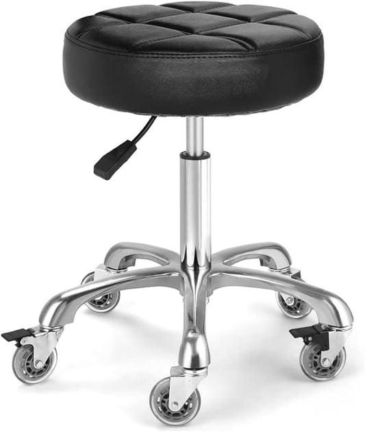 Adjustable Heavy Duty Stool - Rolling Stools with Locking Caster Wheels - Swivel Stools Backless Chair for Beauty Hair Salon Spa Home Kitchen Office Shop Massage(Black, Height 18 to 22 in)