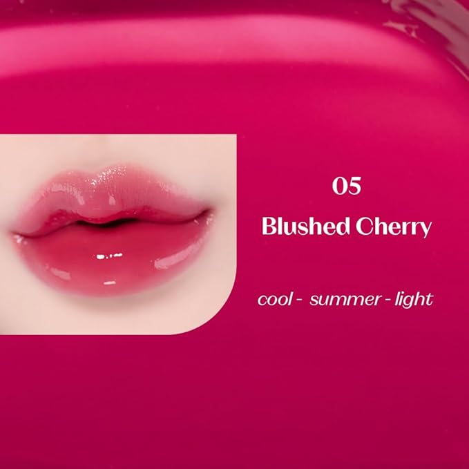 ETUDE Over Glowy Tint #5 Blushed Cherry | Non-Sticky Vegan Lip Tint | Moisturized & Long-lasting Lip Gloss | Daily Lip Stain for Dry Lips, Korean Makeup, K-beauty