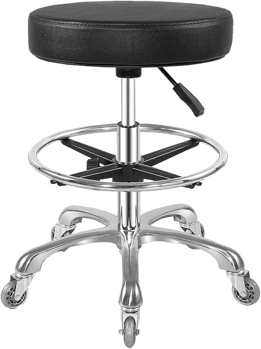Rolling Stool with Wheels Heavy Duty Hydraulic for Shop Kitchen Work Lash Tattoo Lab Medical Guitar,Tattoo Artist Chair Lash Stool (Black,with Foot Rest)