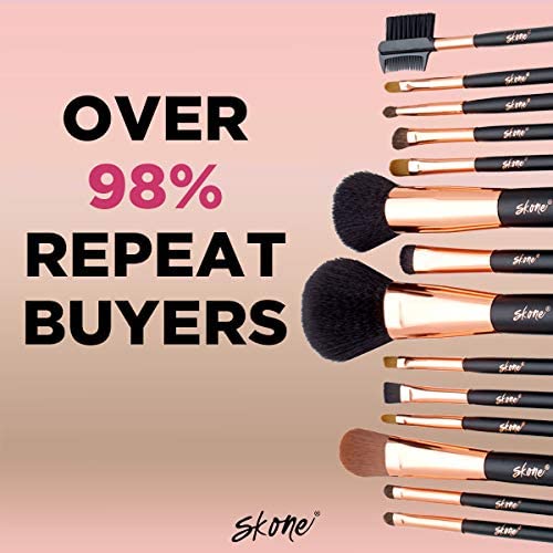Professional Makeup Brush Set - Skone Luxe Pro Makeup Brushes, 14 pc Set