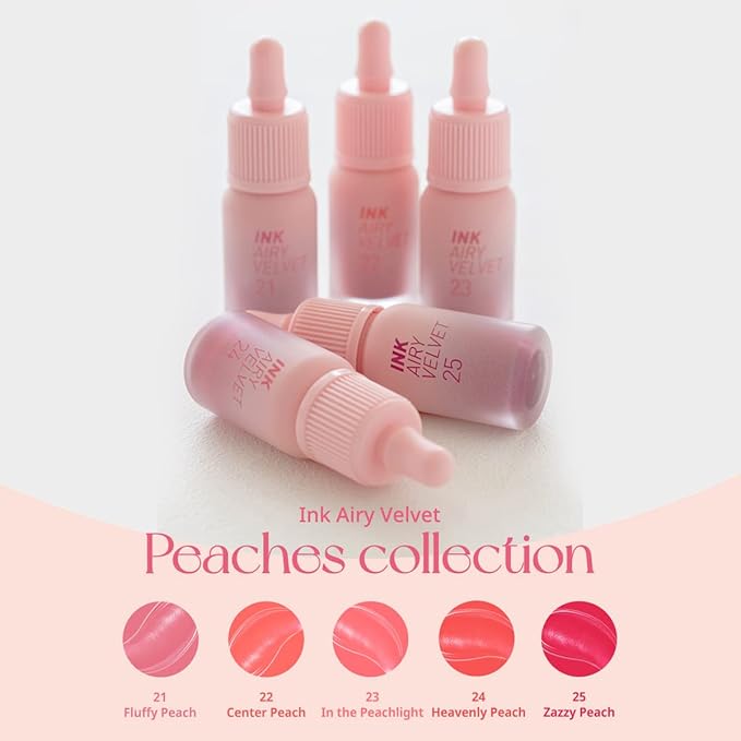 Peripera Ink Airy Velvet Lip Tint | High-Pigmentation, Lightweight, Soft, Moisturizing, Not Animal Tested (021 FLUFFY PEACH)