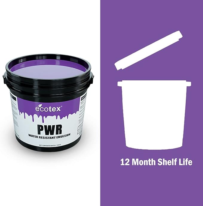 Ecotex® PWR Screen Printing Emulsion (Pint - 16oz.) Pre - Sensitized Photo Emulsion for Silk Screens and Fabric - for Screen Printing Plastisol Ink and Water Based Ink, Screen Printing Supplies