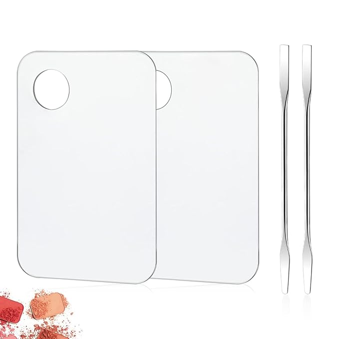 2PCS Acrylic Cosmetic Palette with 2PCS Spatula Tool,Makeup