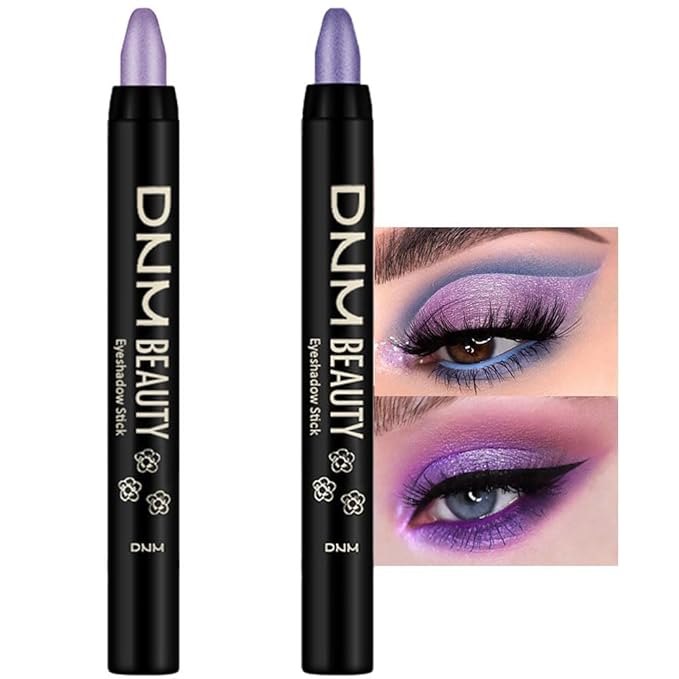 evpct 2Pcs Cream Eyeshadow Sticks Set for Eyes Light Purple & Violet Shimmer Eye Crayon Shadow Brightener Stick Pencil Pen Bulk sombras en crema para ojos 08+09