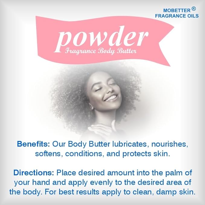MOBETTER FRAGRANCE OILS Powder Fresh Set Scented Body Butter 8oz and Powder Fresh Fragrance Body Oil