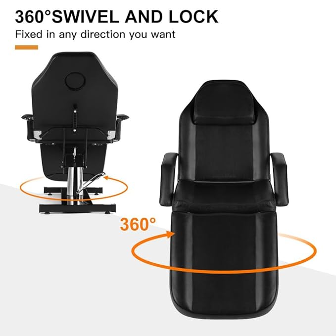 Artist hand Hydraulic Facial Table Tattoo Chair Massage Bed Adjustable Professional for Esthetician Beauty Spa Lash Bed for Eyelash Extensions Salon Equipment Barber Chair Salon Chair (Black)