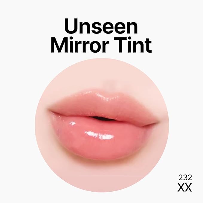 Unseen Mirror Lip Tint, High-Gloss, Non-Sticky, Long-Lasting Stain, Blendablem, Clear Shades 3.5g (XX, 1 OZ)