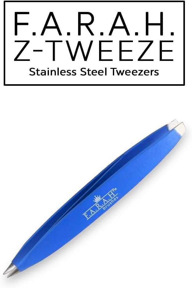 F.A.R.A.H Stainless Steel Z-Tweeze Dual Ended Precision Tweezers with Slanted and Pointed Tips