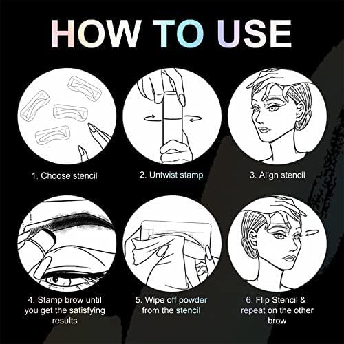 Eyebrow Stamp Stencil Kit - 24PCS Eyebrow Stencils for Perfect Brow, Eyebrow Stamp Long-lasting Waterproof & Smudge-Proof, Eyebrow Kit with Eyebrow Brush for Thin & Thick Brow (Black Brown)
