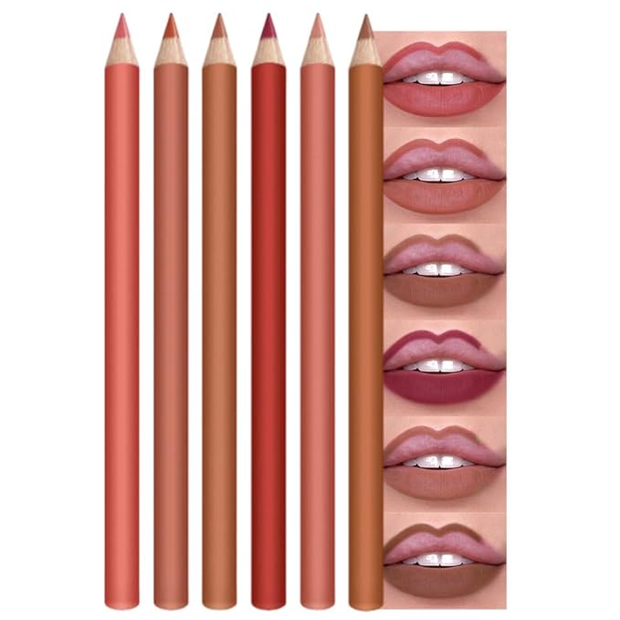 6-Color Velvet Matte Lipstick Pencils Pack for Lips Makeup, Ultra Smooth Creamy Hydrating, Long-Lasting High lmpact Color Soft Finish, Moisturized Lips (6Pcs Matte Lip pencils Set-E, Pack of 1)
