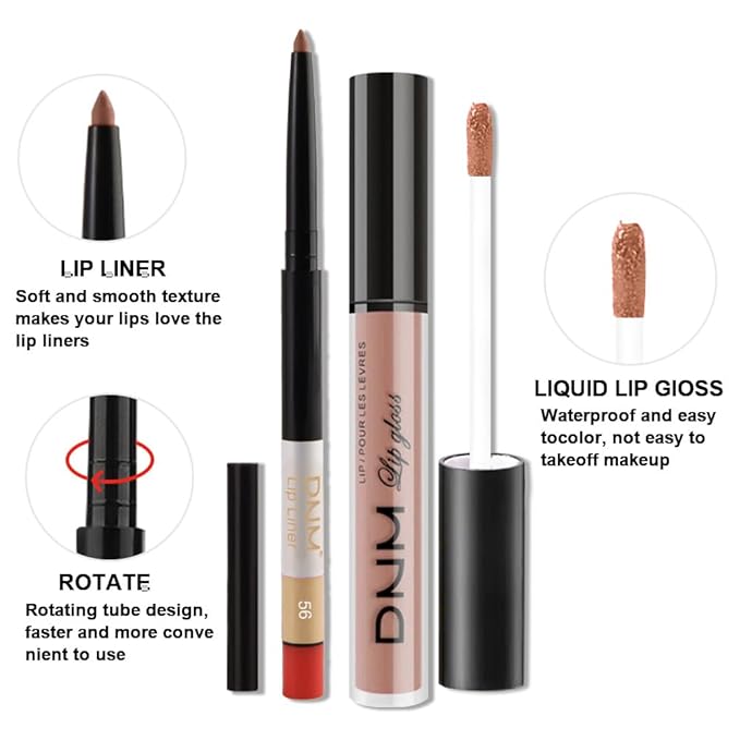 evpct 2Pcs Nude Pink Matte Lip Liner and Lipstick Combo Set for Women, Nude Lip Combo Set Liquid Lips Stick Gloss and Lipliner Stains Set Long Lasting Waterproof, Lips Makeup Pack 24 Hours originale