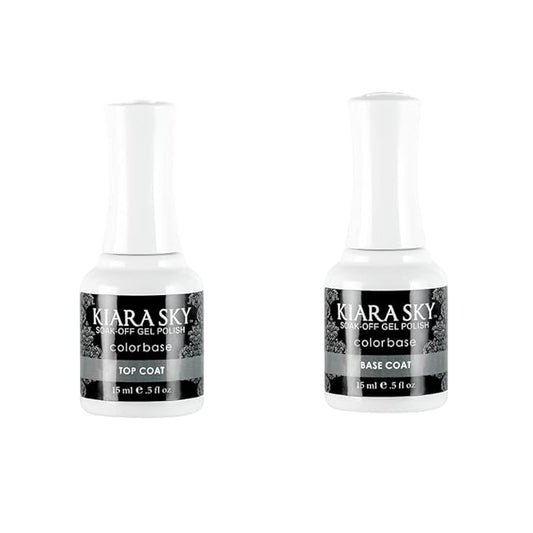 KIARA SKY Soak Off Gel Polish Top Coat 0.5 fl oz + Base Coat 0.5 fl oz Duo